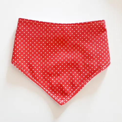 Babador atoalhado bandana Vermelho Poá Branco