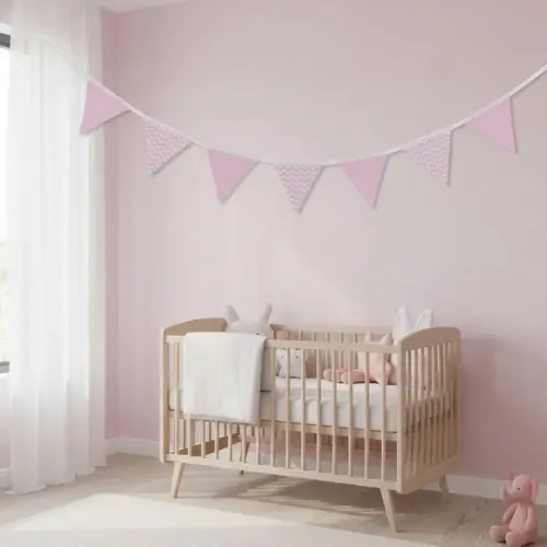 Bandeirinhas de Tecido Poa e Chevron Rosa e Branco