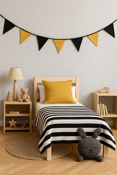 Bandeirinhas de Tecido Preto e Amarelo
