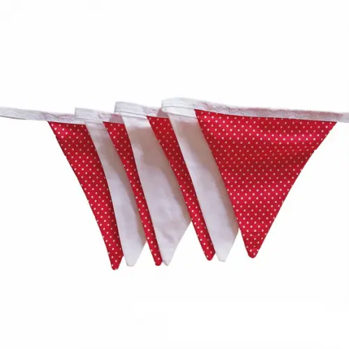 Bandeirinhas Tecido Poá Vermelho Branco
