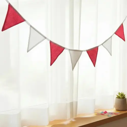 Bandeirinhas Tecido Poá Vermelho Branco