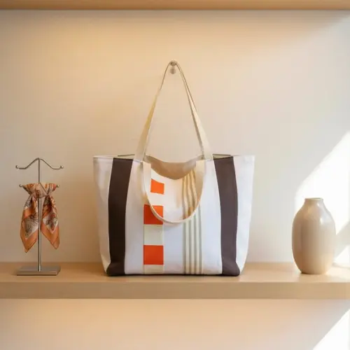 Bolsa Shoulder Tote Tudo Bonitinho Sarja Algodão Cru Marrom