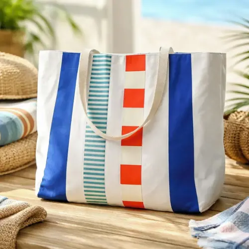 Bolsa Shoulder Tote Tudo Bonitinho Sarja Algodão Cru Azul