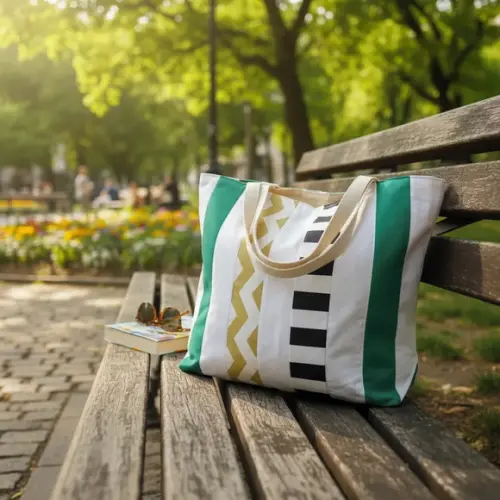 Bolsa Shoulder Tote Tudo Bonitinho Sarja Algodão Cru Verde