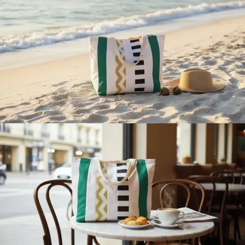 Bolsa Shoulder Tote Tudo Bonitinho Sarja Algodão Cru Verde
