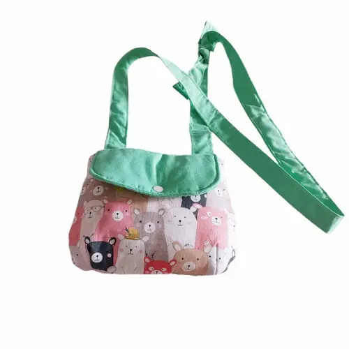 Bolsa Tiracolo Infantil Ursos Coloridos/verde