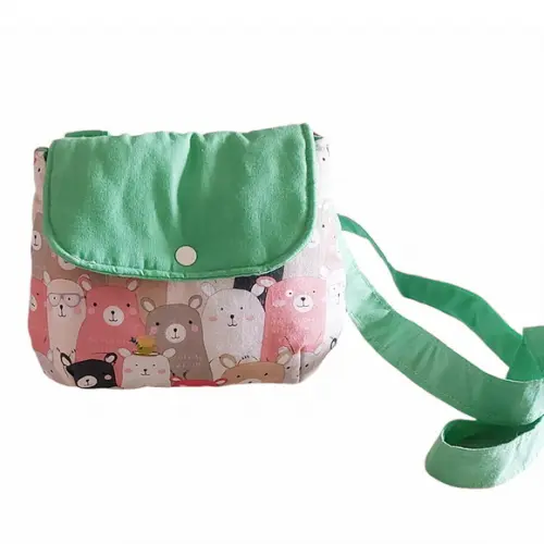 Bolsa Tiracolo Infantil Ursos Coloridos/verde