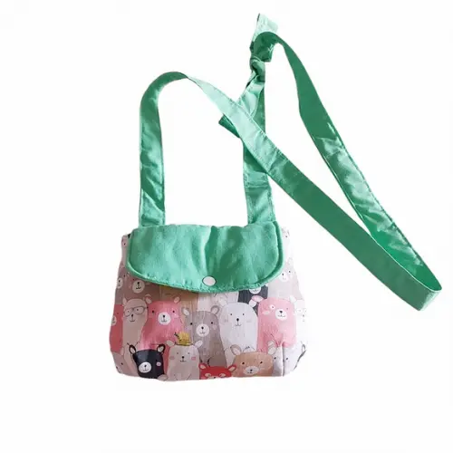 Bolsa Tiracolo Infantil Ursos Coloridos/verde