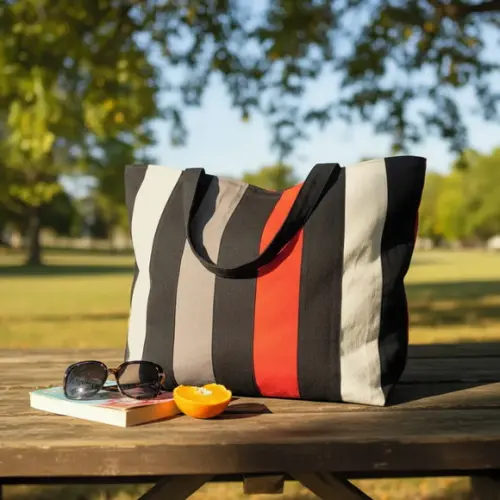 Bolsa Tote Bag Grande Listrada Colorida de Ombro Casual