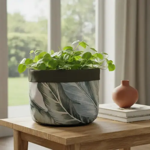 Cachepot em Tecido Folhagem Verde