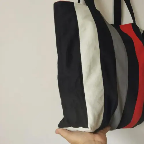 Bolsa Tote Bag Grande Listrada Colorida de Ombro Casual