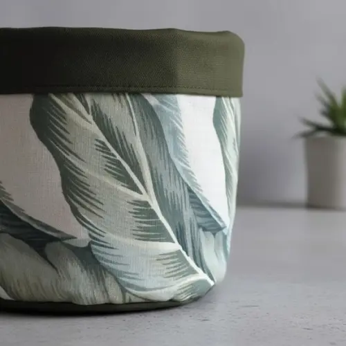 Cachepot em Tecido Folhagem Verde