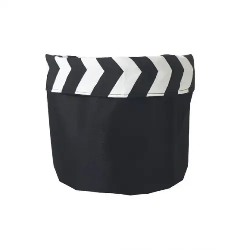 Cachepot Tecido Dupla Face Chevron Preto e Branco