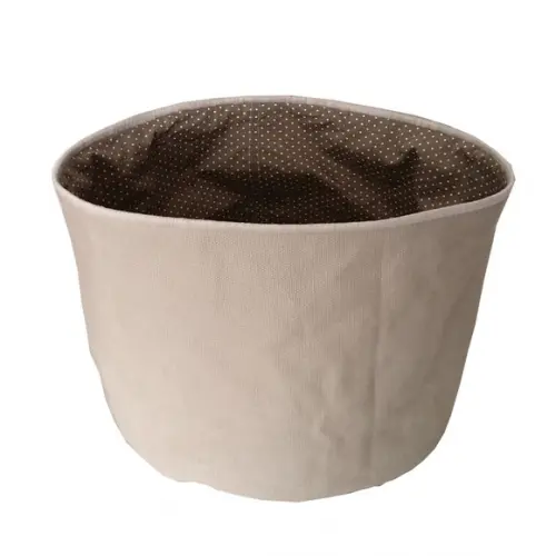 Cachepot Tecido Dupla face Poá Marrom mini