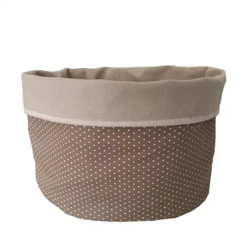 Cachepot Tecido Dupla face Poá Marrom mini