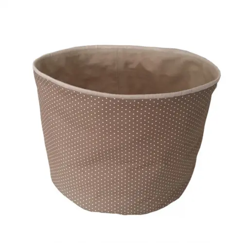Cachepot Tecido Dupla face Poá Marrom mini