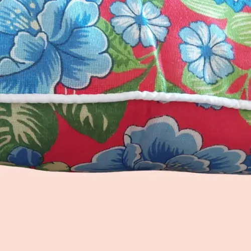 Capa de Almofada Caiçara Vermelha com Cordão Branco