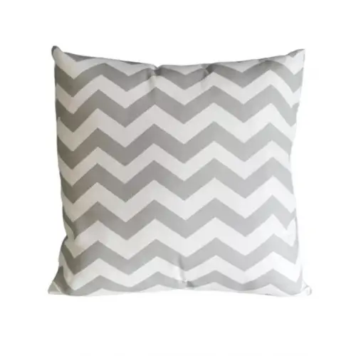 Capa de Almofada Chevron Cinza e Branco