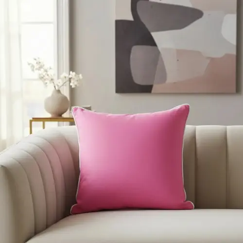 Capa de Almofada Color Pink Preta com Cordão
