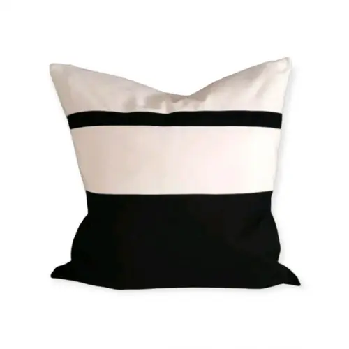 Capa de Almofada Preta Branca Faixas 45 x 45