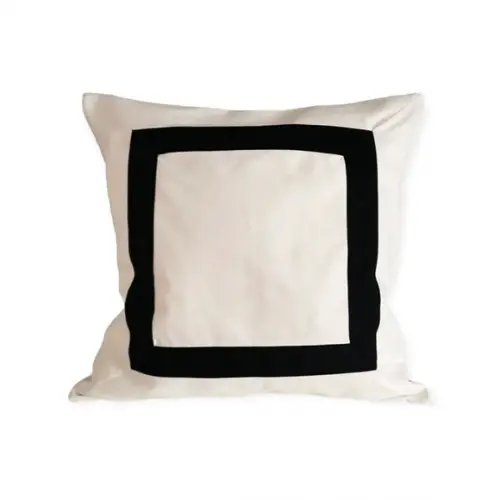 Capa de Almofada Preta e Branca Quadrado Moldura 45 x 45