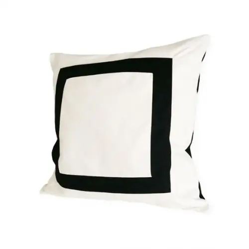 Capa de Almofada Preta e Branca Quadrado Moldura 45 x 45
