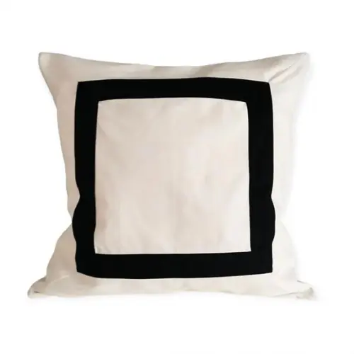 Capa De Almofada Preta E Branca Quadrado Moldura 50 X 50