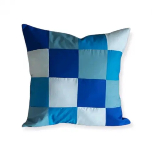 Capa de Almofada Quadrados Tons de Azul