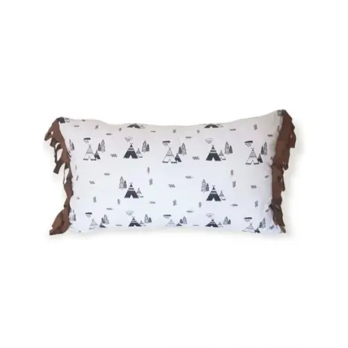 Capa de Almofada Tepee Retangular com Franja Camurça