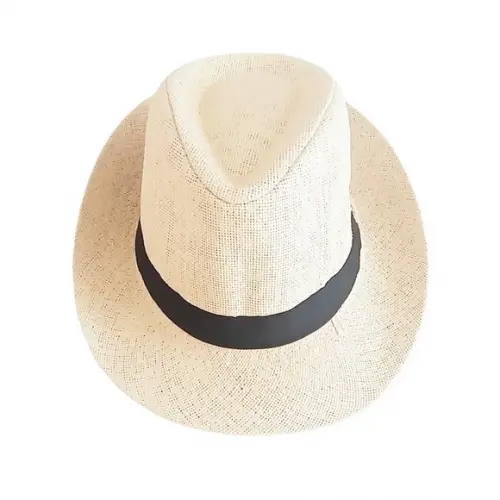 Chapéu creme panamá faixa preta