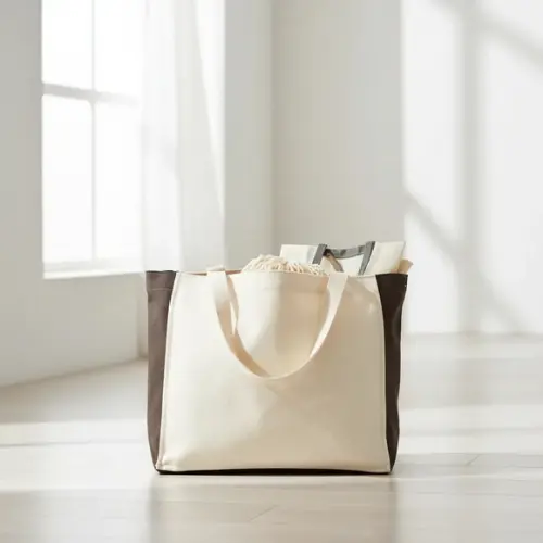 Tote Bag Sustentável Crua / Marrom Escuro