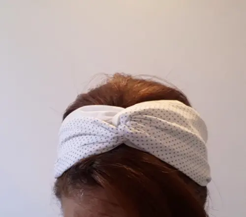 Turbante Headband Faixa Cabelo Boho Vintage Branco Poá Azul