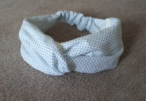 Turbante Headband Faixa Cabelo Boho Vintage Branco Poá Azul