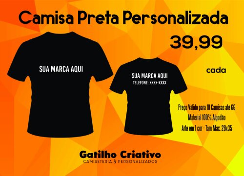 Camisa Preta Personalizada - Uniforme