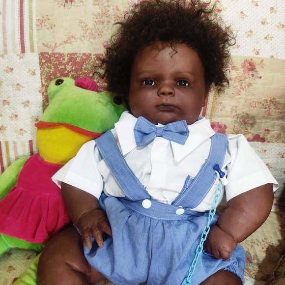 Bebê Reborn Joseph Menino Negro Afro Gordo