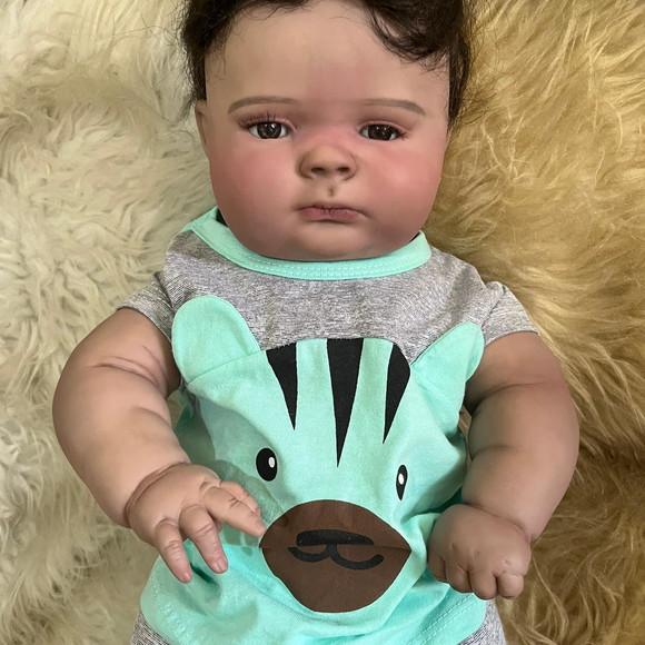 Bebê Reborn Joseph Negro Afro Menino Gordo