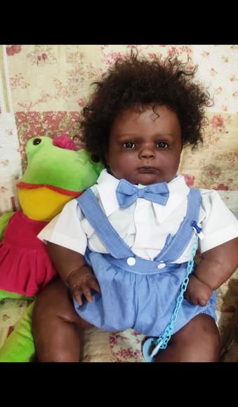 Bebê Reborn Joseph Negro Afro Menino Gordo