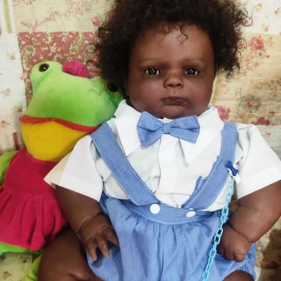Bebê Reborn Joseph Menino Negro Afro Gordo