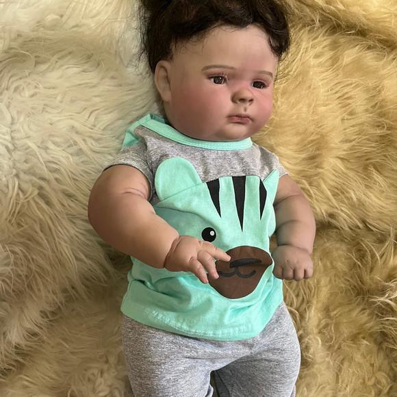 Bebê Reborn Joseph Negro Afro Menino Gordo