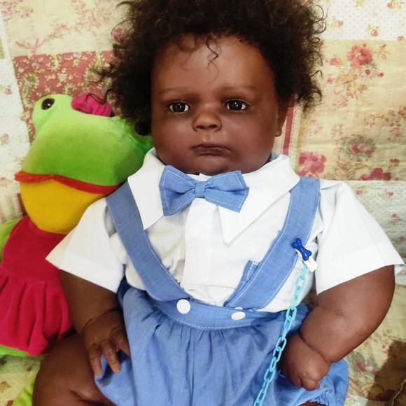 Bebê Reborn Joseph Menino Negro Afro Gordo