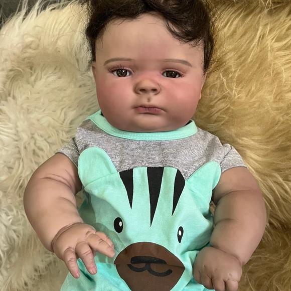 Bebê Reborn Joseph Negro Afro Menino Gordo