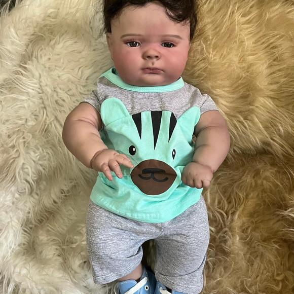 Bebê Reborn Joseph Negro Afro Menino Gordo