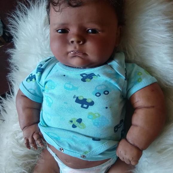 Bebê Reborn Joseph Negro Afro Menino Gordo