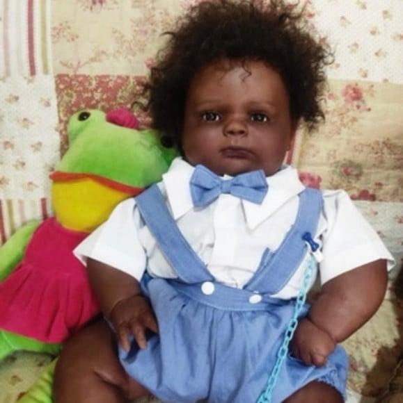 Bebê Reborn Joseph Negro Afro Menino Gordo