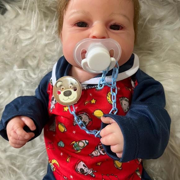Bebê Reborn Loulou Menino Olhos Abertos