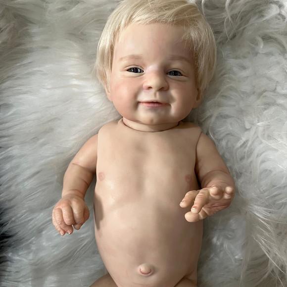Bebê Reborn Menino Loiro Olhos Azuis Vinil