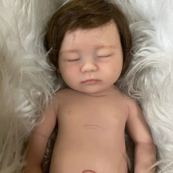 Bebe Reborn Silicone Sólido Menina Olhos Fechados