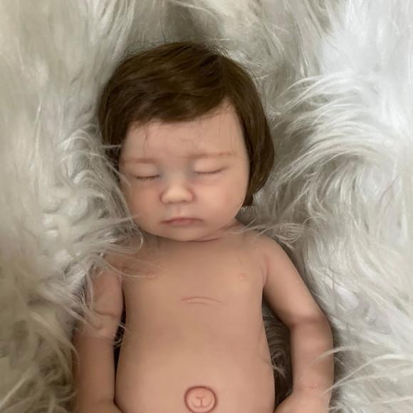 Bebe Reborn Silicone Sólido Menina Olhos Fechados
