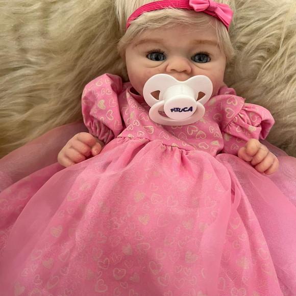 Bebe Reborn Silicone Sólido Princesa Rosa