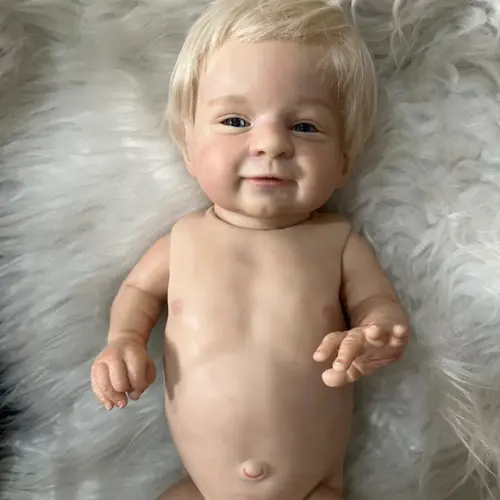 Bebê Reborn Menino Loiro Olhos Azuis Vinil
